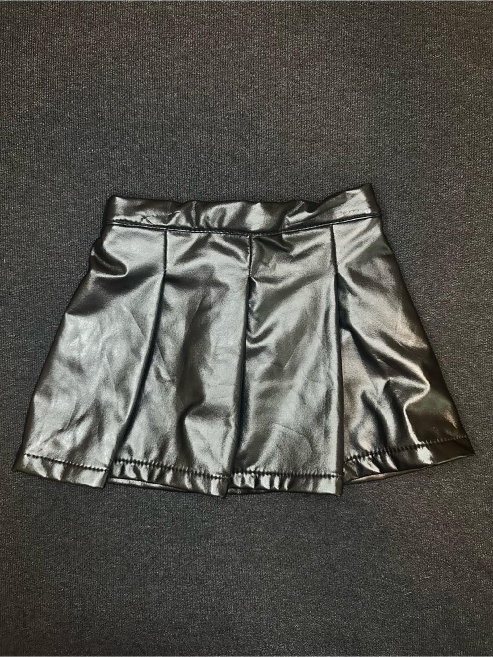 Nicole Miller New York Faux Leather Pleated Skirt 12M Black Baby Toddler